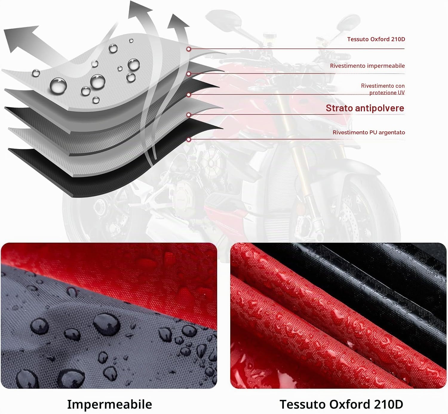Telo Moto per esterno NEVERLAND Telo Coprimoto Impermeabile Teli per Moto Motorino Motociletta Scooter Oxford 210D Copertura Motociclo Resistente a Polvere/Pioggia/Foglie 295x110x140 CM