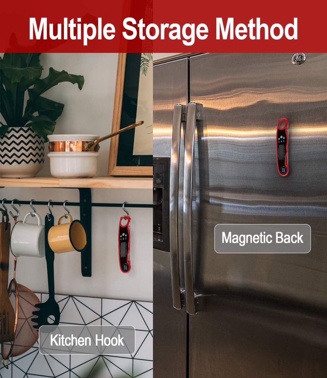 Black Friday - 60% OFF Meat Thermometer Instant Read,Digital Food Cooking Thermometer with Backlight LCD,Oven Safe Leave in Candy Thermometer,Meat Thermometer Dual Probe for BBQ,Grilling, Smoker and Baking Turkey