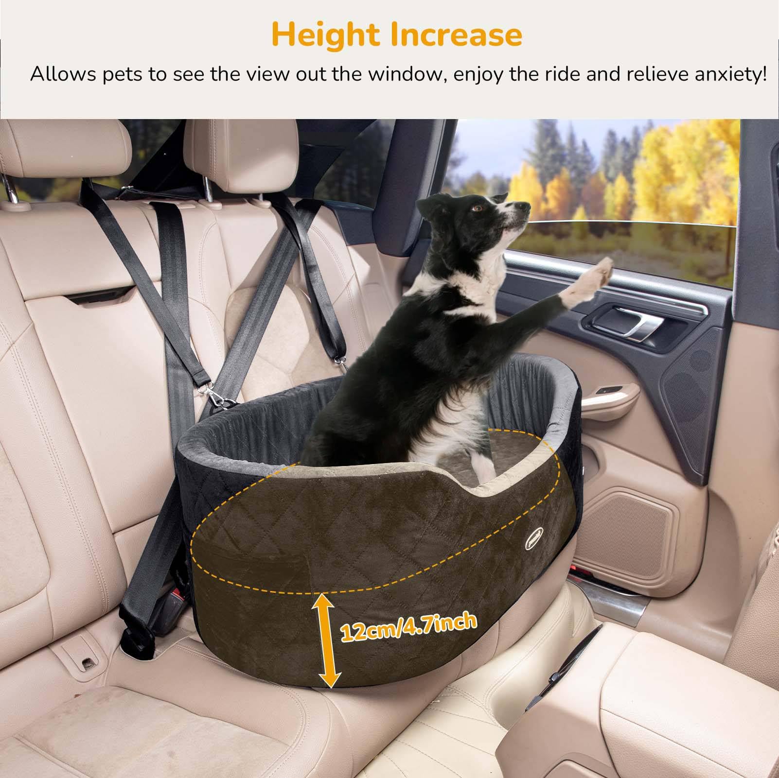Seggiolino per Auto Cani di Medio, Seggiolino da Viaggio per Cani,Trasporto Cani Auto,Rimovibile e Lavabile,Dog Kennel with Storage Bag And Seat Belt, per Interni, Esterni, Automotive
