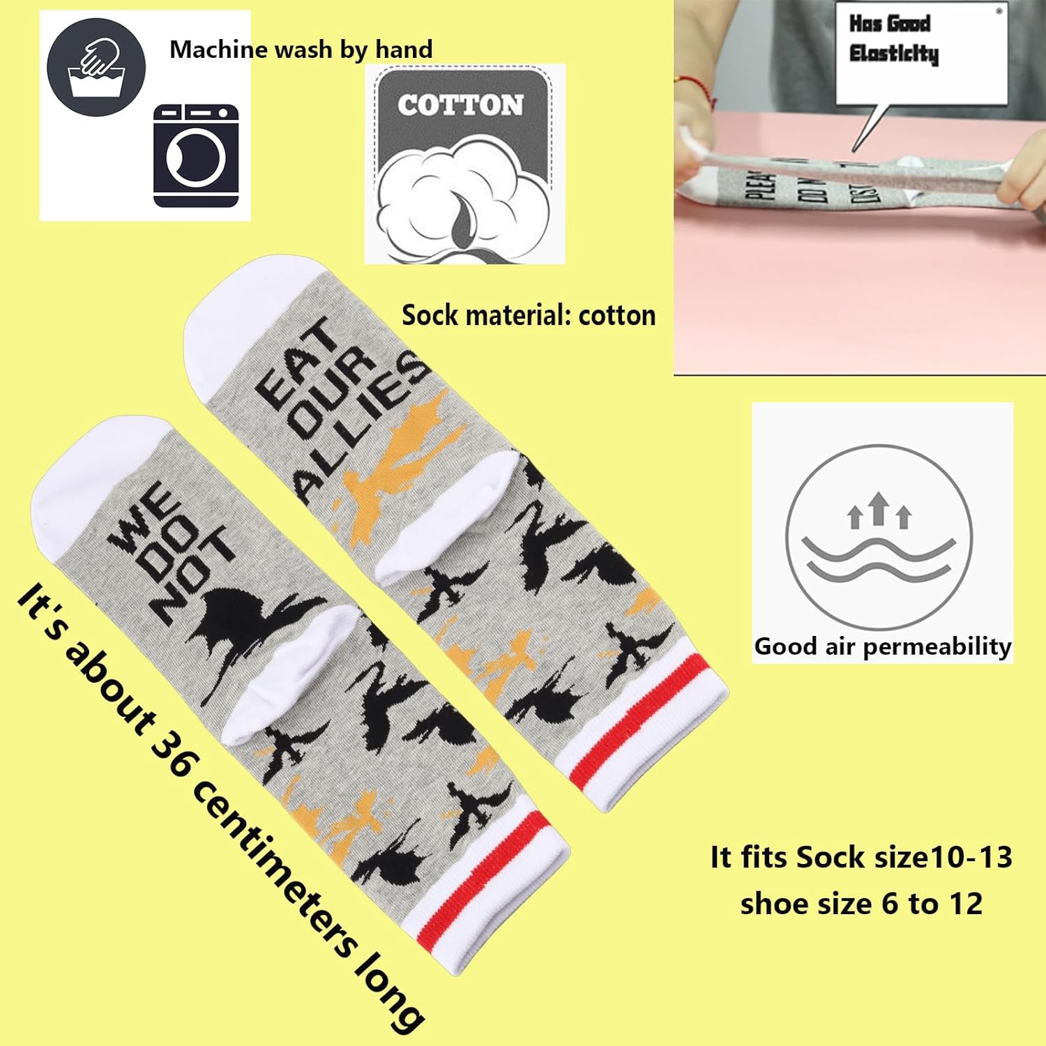 TSOTMO 4th Book Merch Dragon Rider We Do Not Eat Our Allies Novelty Socks for Reader Die Or Fly Book Lover - Image 4