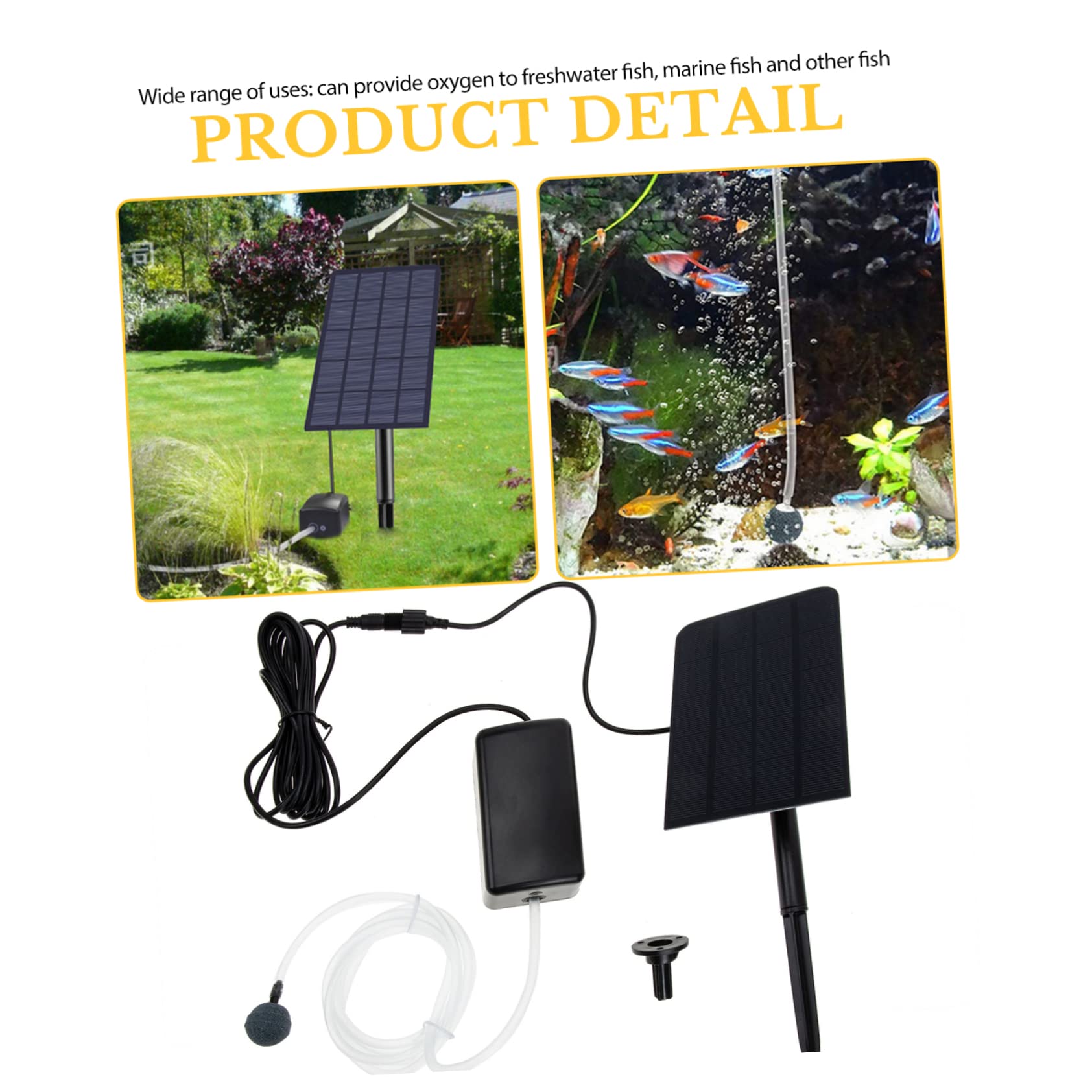 Happyyami 1set Pompa Per Solare Aeratore Energetico Per Acquari e Laghetti Silenziosa e Efficiente Per Pesci Ornamentali e Piante Acquatiche