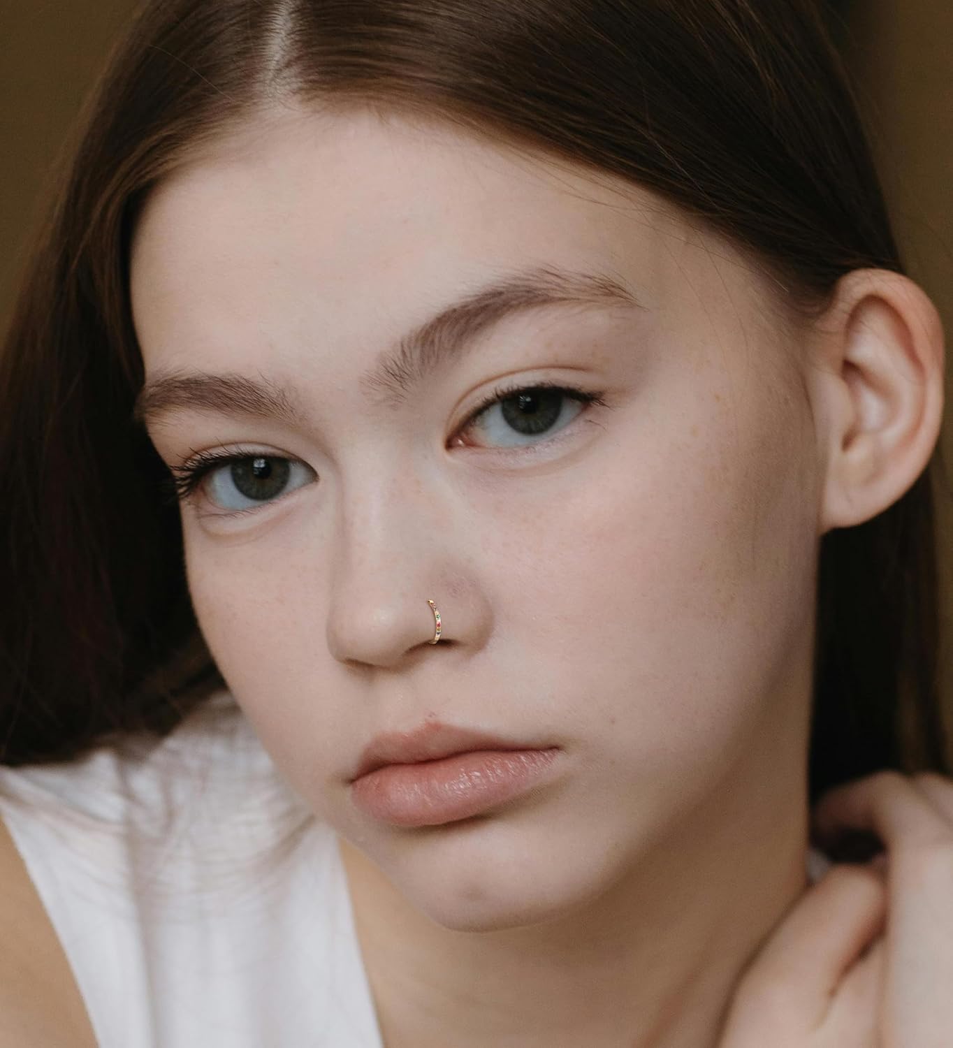 Birthstone Nose Hoops for Women Men-316L Surgical Steel Hinged Nose Hoops 20G Clicker Septum Nose Ring Lip Helix Cartilage Hoop Earring Daith Rook Conch Body Piercing Jewelry 6MM 7MM 8MM 10MM - Image 4