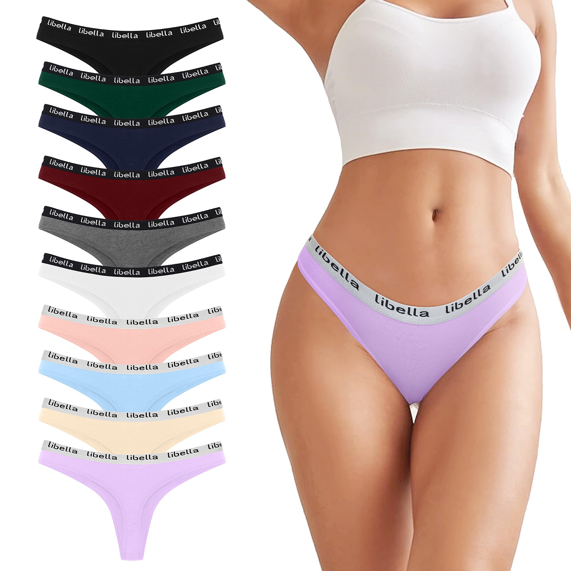 Uizuooy 10er Pack String Tanga Damen Baumwolle Sexy Unterwäsche für Frau Sexy Slip for Women Sportbund Thongs Soft Dessous Thong Mehrpack UN1-S-10