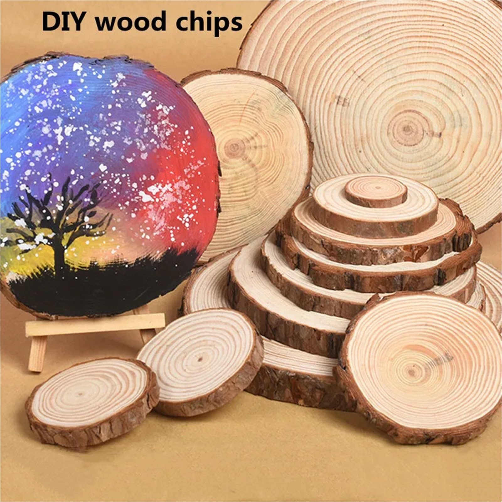 Círculos de madera, Rodajas de madera pino natural 2 a 22 cm, paquete 108 piezas for manualidades, decoración bodas(1pcs18-20cm)