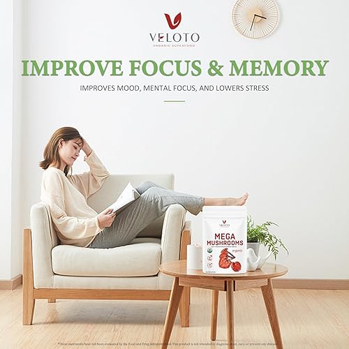 Miniatura 9 de Mezcla de polvo orgánico de mega hongos, suplemento de hierbas en polvo de extracto de hongos complejo 10 en 1 con Reishi, Cordyceps, Chaga, melena