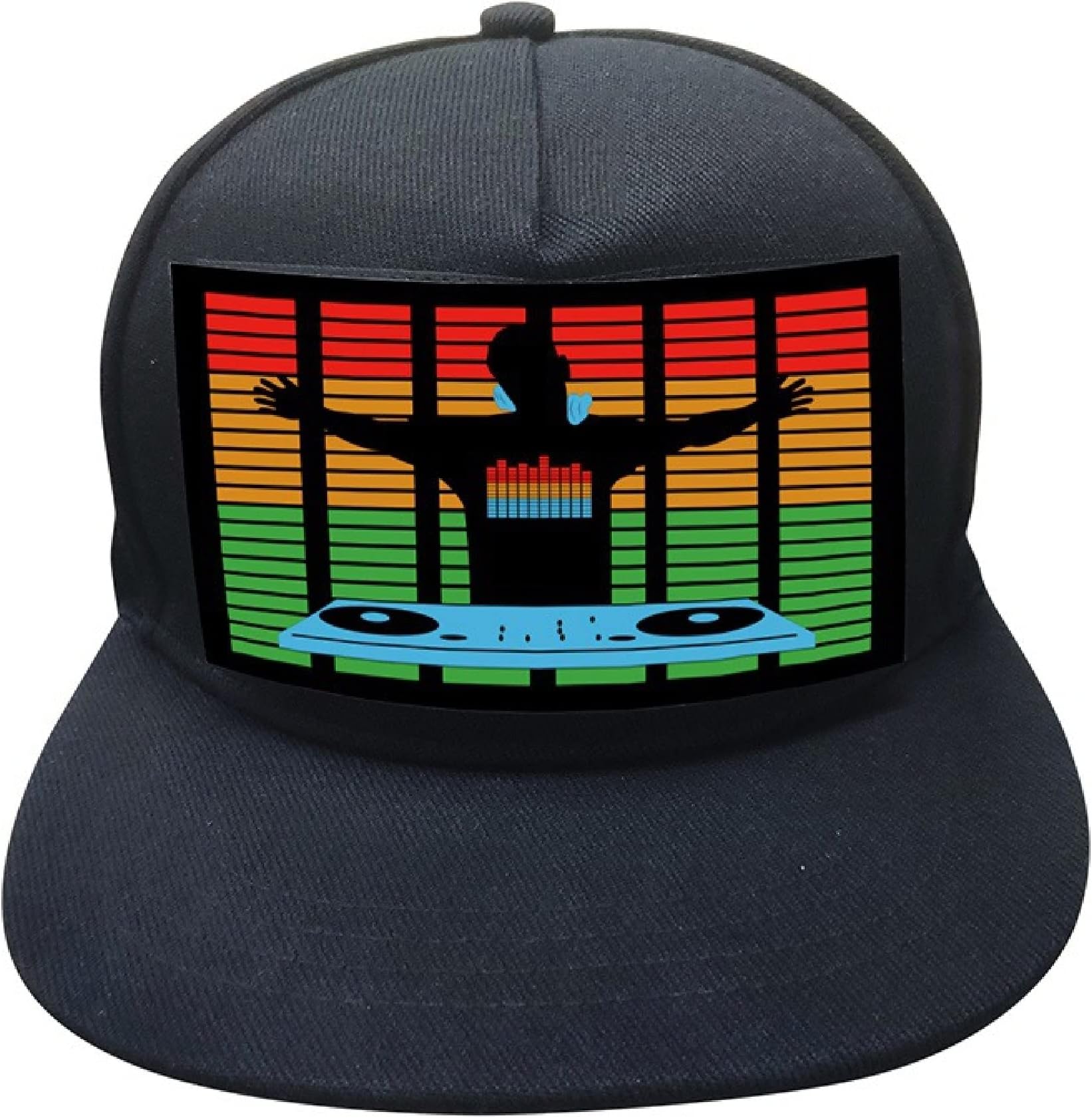 QOHNK Light Up Sound Activated Baseball Cap Dj Led Flashing Hat with Detachable Screen for Man Woman