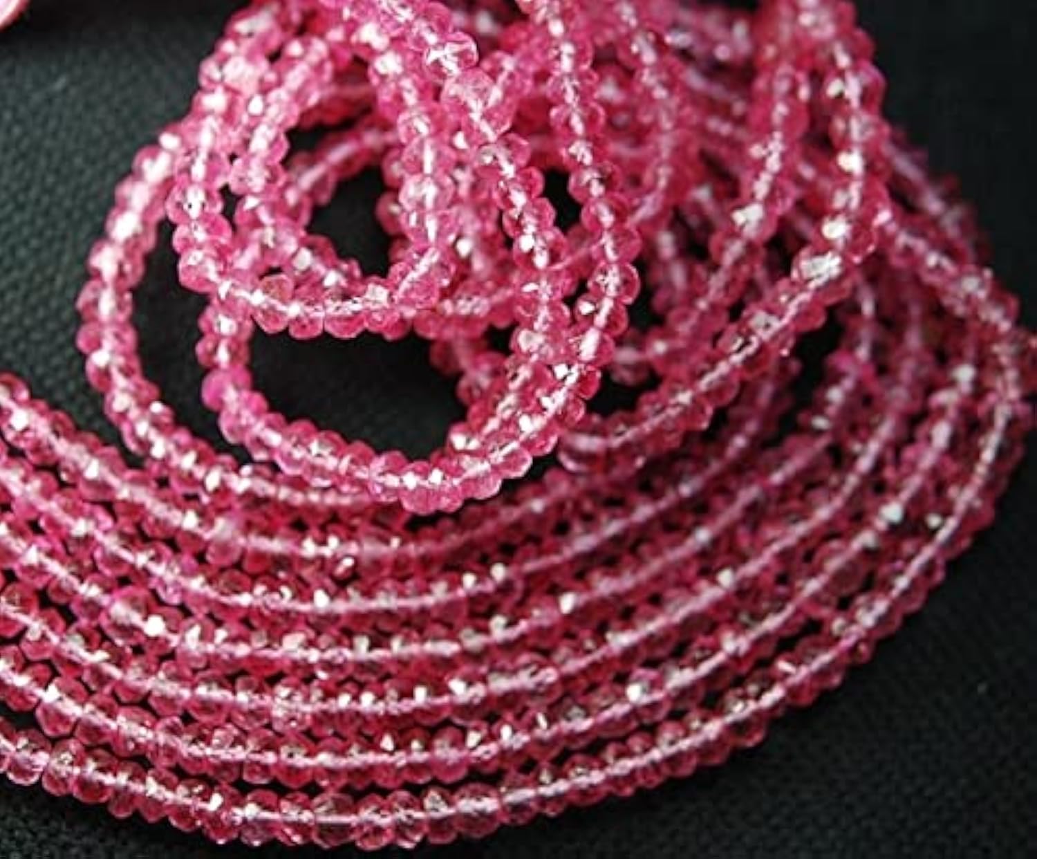 Perles rondelles facettées 3.5mm quartz rose haut de gamme pour joaillerie fine LKBEADS
