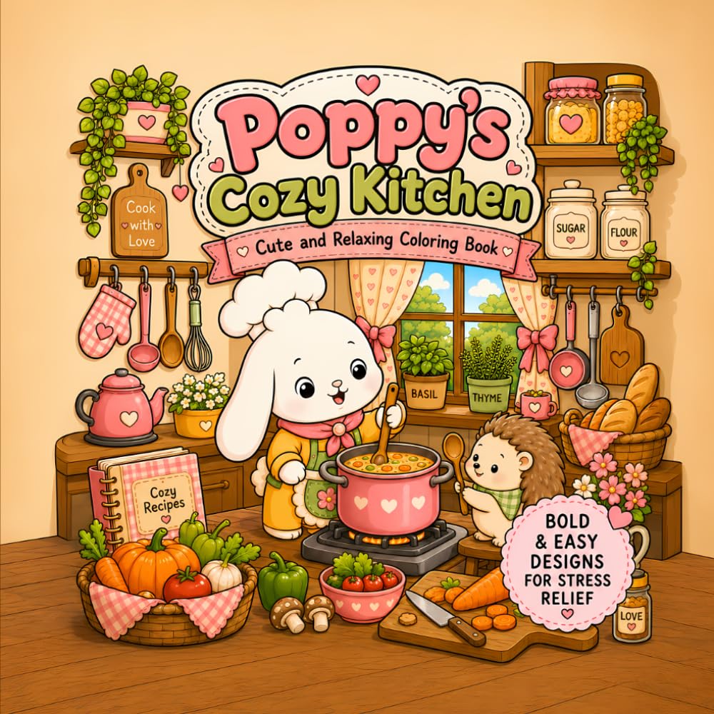 Poppy’s Cozy Kitchen: Cute and Relaxing Coloring Book (Poppy’s Cozy Collection)