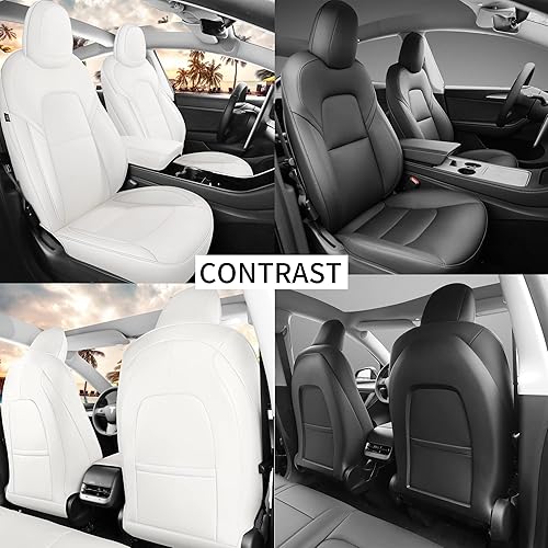 Miniatura 95 de Fundas de asiento para Tesla Modelo Y, funda de asiento de coche de Tesla, 12 piezas, impermeable, de piel de napa, totalmente envuelta
