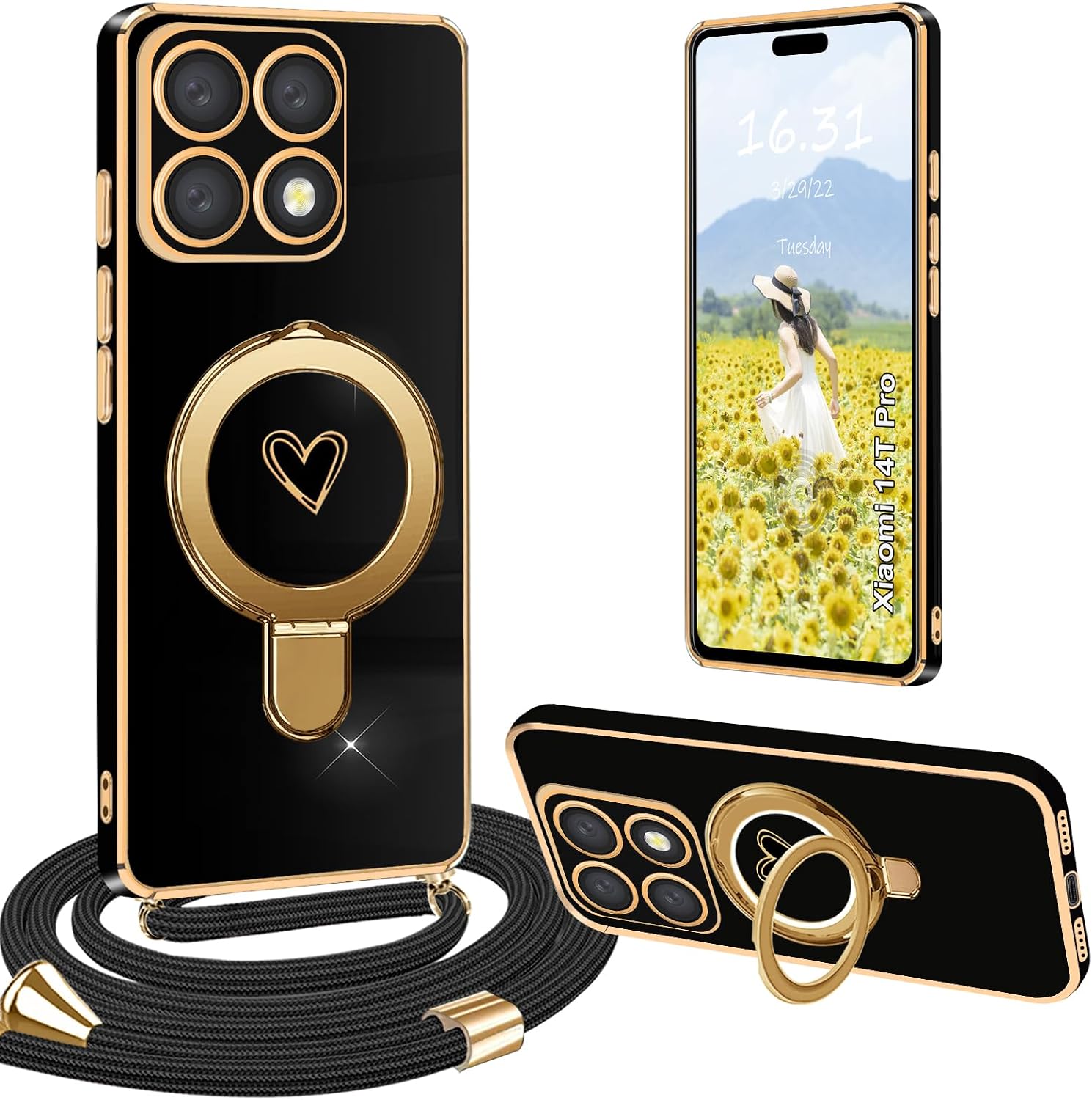 Xiaomi 14T Pro დამცავი ჩასადები სამაგრით და გულის დიზაინით