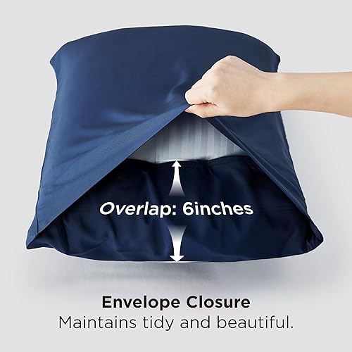 Miniatura 5 de Bedsure Juego de 2 fundas de almohada frescas de tamaño queen, rayón derivado de bambú, transpirables y suaves como la seda con cierre de sobre,