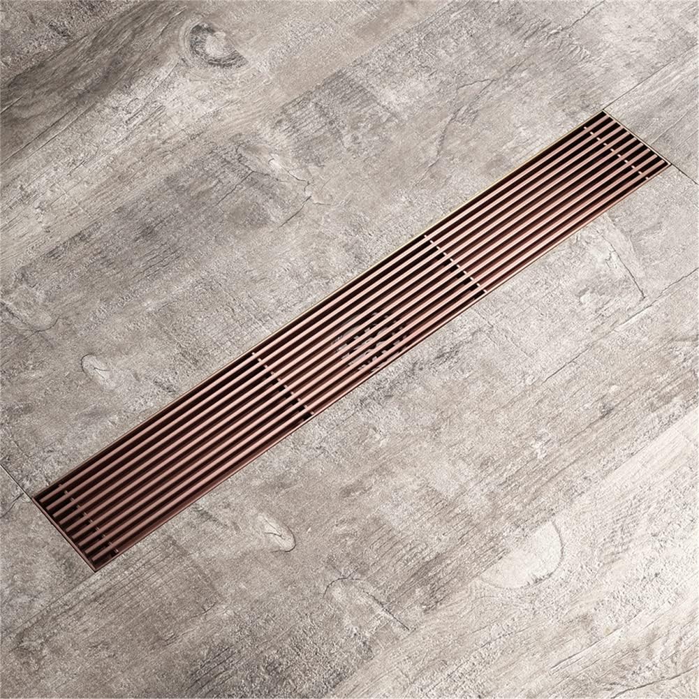 68x600mm ライン床排水、浴室ステンレススチールシャワー排水、Tバルブ付き取り外し可能なカバーストレーナー、ブラッシュドゴール