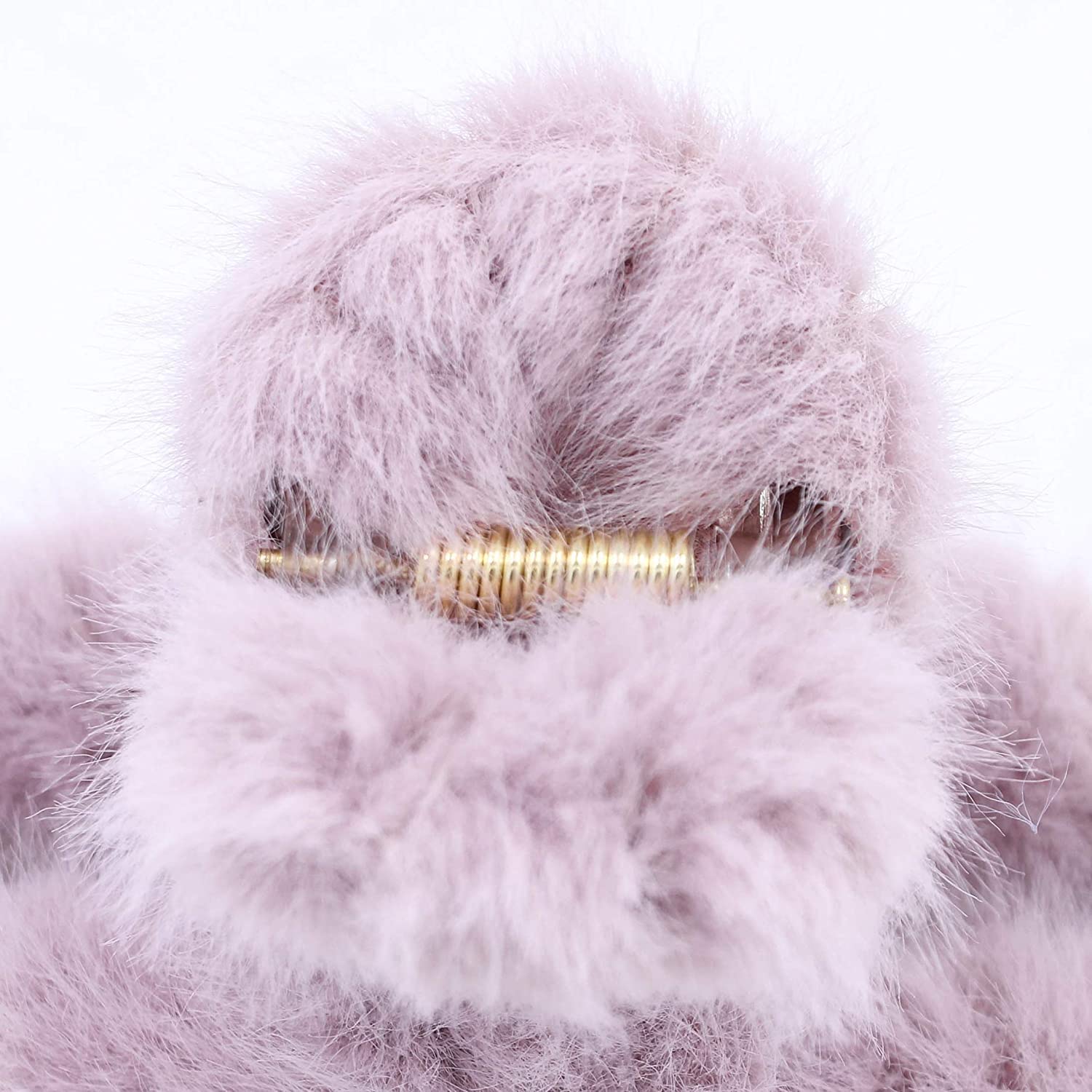 VinBee 4 PACK Large Faux Fur Hair Claw Clips Plush Hair Catch Barrette Jaw Clamp for Women Half Bun Hairpins for Thick Hair (4.7 inch)