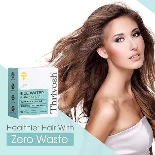 Miniatura 6 de Thrivosh Barra de champú de agua de arroz, champú y acondicionador para todo tipo de cabello, hecha con agua de arroz Longsheng, coco, manteca de