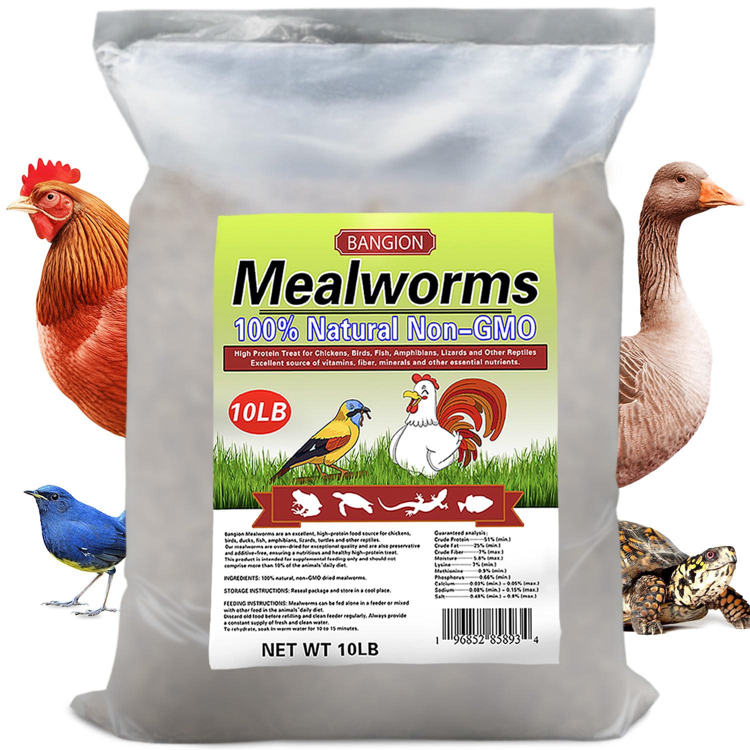 Organic Dried Mealworms 10 lbs, Dried Mealworms for Chickens-Mealworms for Chickens, Mealworms for Birds, Chicken Feed, Mealworms for Bluebirds, Meal Worms for Wild Birds Chickens Treats Turtle Food