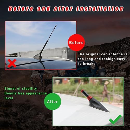 Miniatura 5 de Antena corta para automóvil, repuesto de antena de fibra de carbono de 1.37 pulgadas con tornillo de aluminio, mini antena aérea rechoncha,