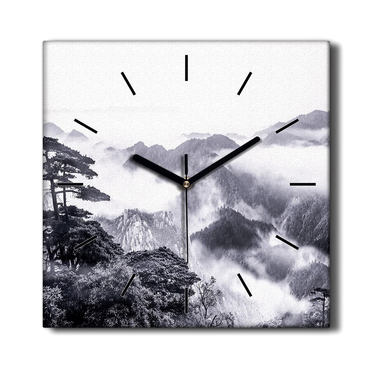 Horloge sur Toile Silencieuse 30x30cm : Décoration Murale Salon Moderne Sans Tic-Tac