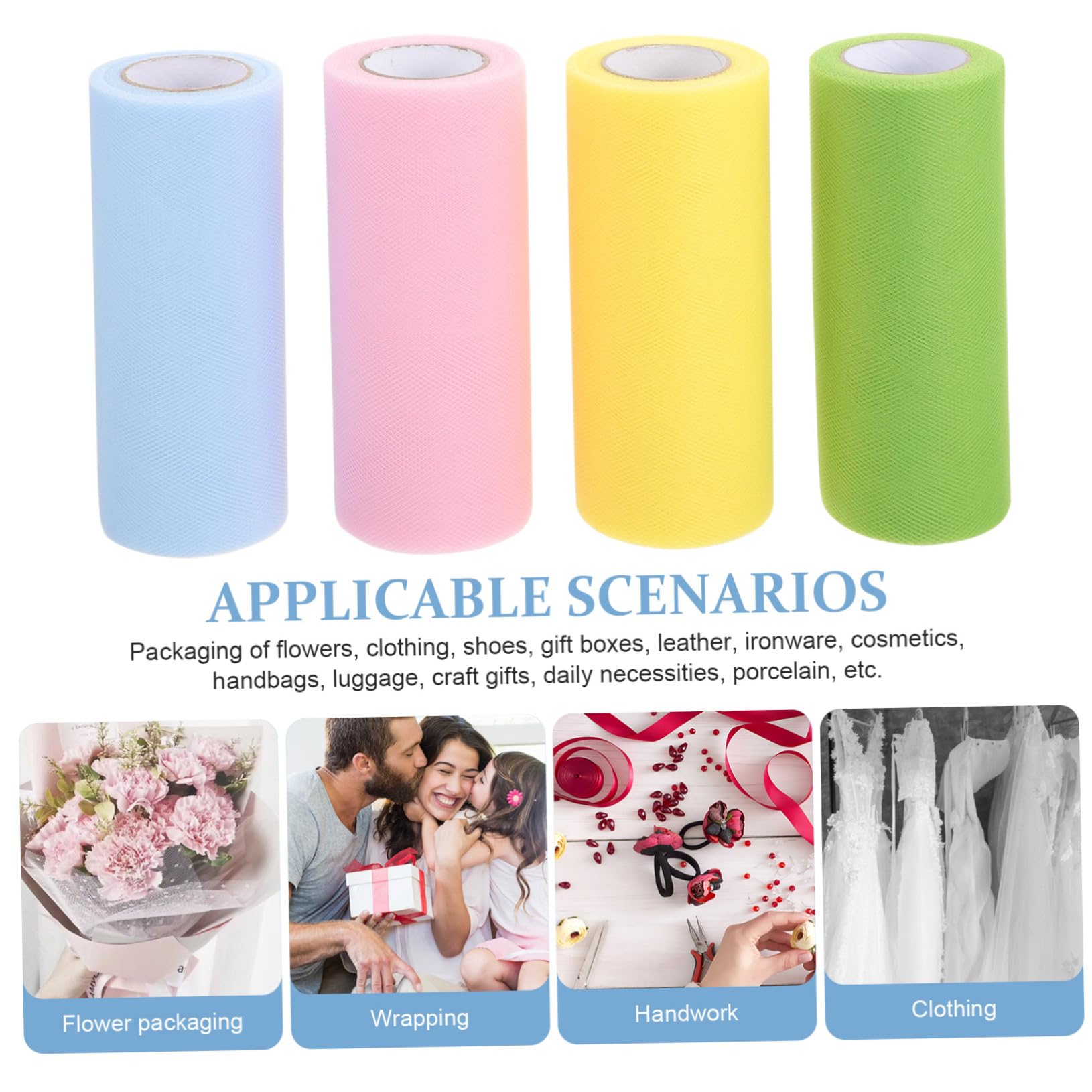 Uonlytech 5 Sätze Tüllband Pastellfarben Dekoratives Organza Material Für Diy Hochzeiten Partys Und Bastelprojekte Einfache Handhabung Und Vielseitige Verwendung 4 Rollen * 5