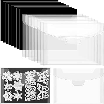 Vmiapxo 48 Pcs Magnetic Sheets for Die Storage, Plastic Stamp and Die Cut Storage Envelopes, Reusable Sticker Organizer Pockets or Receipt Holder for Card Making 5x7 Inch, 24pcs Sheets+ 24pcs Bags