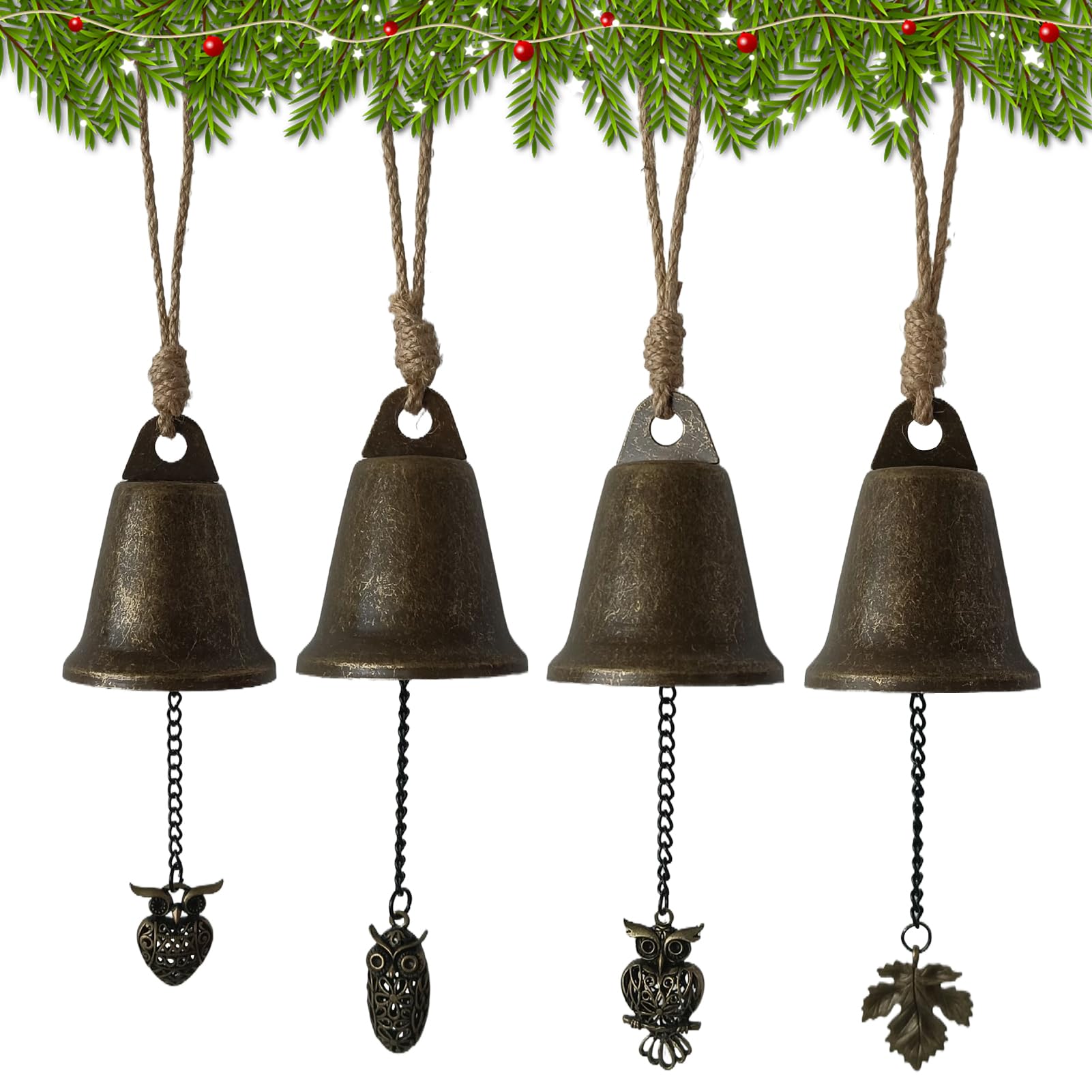 Cloches de Noël pour suspendre au jardin ou décorer un intérieur campagnard chaleureux