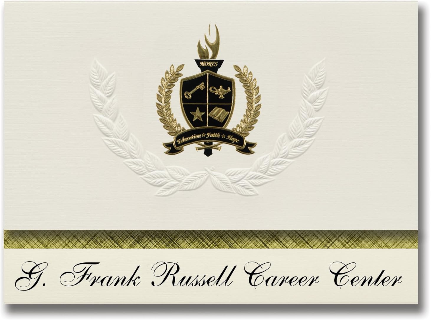 Signature Announcements G. Frank Russell Career Center (Greenwood, SC) Graduation Announcements, Presidential style, Basic package of 25 with Gold & Black Metallic Foil seal