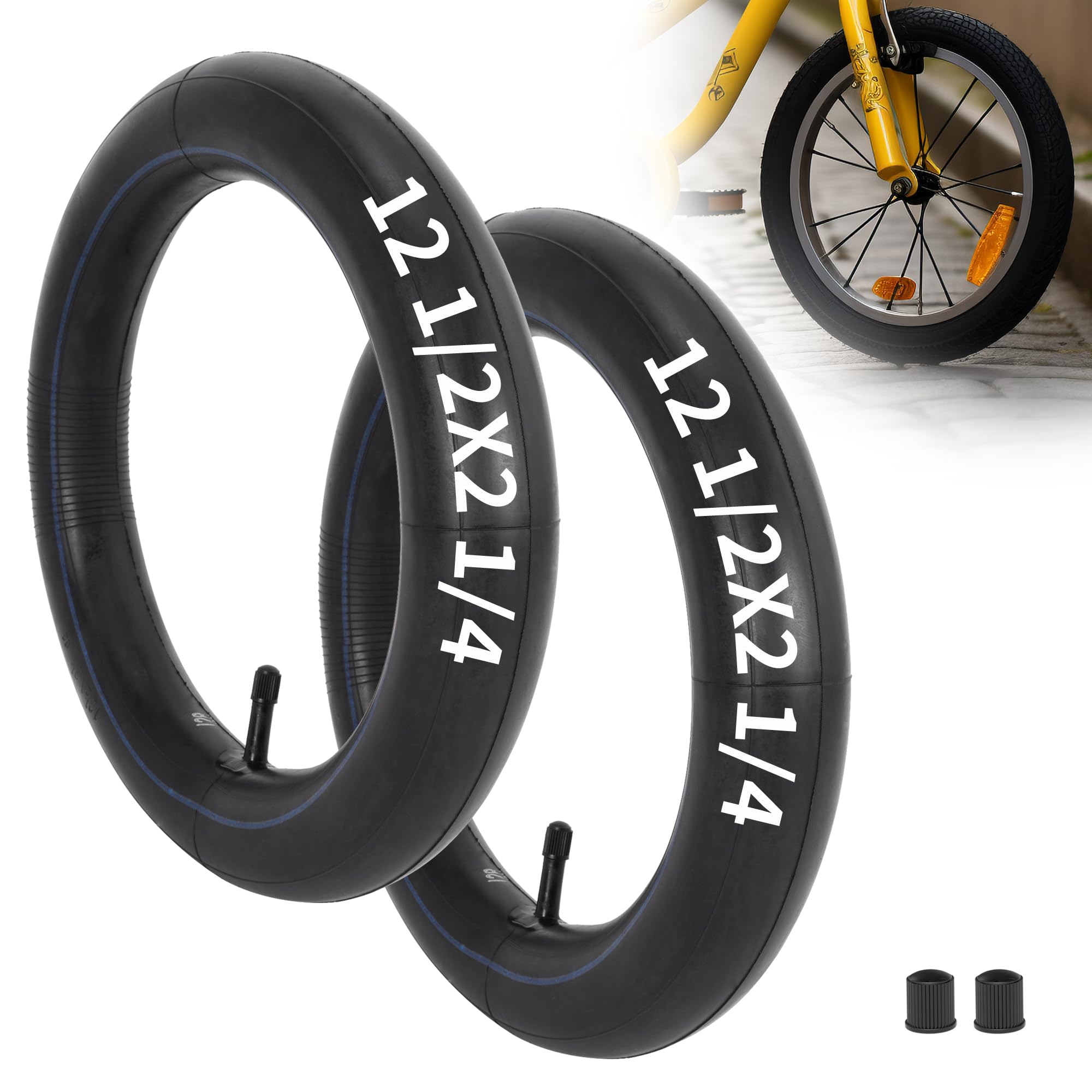 RUHUO 2Pack 12 1/2 x 2 1/4 Bike Inner Tube, 12.5x2.25 Inner Tube (57-203) Compatible with Dirt Bike and Caster Trike, Jetson Kids Bike, Stroller and