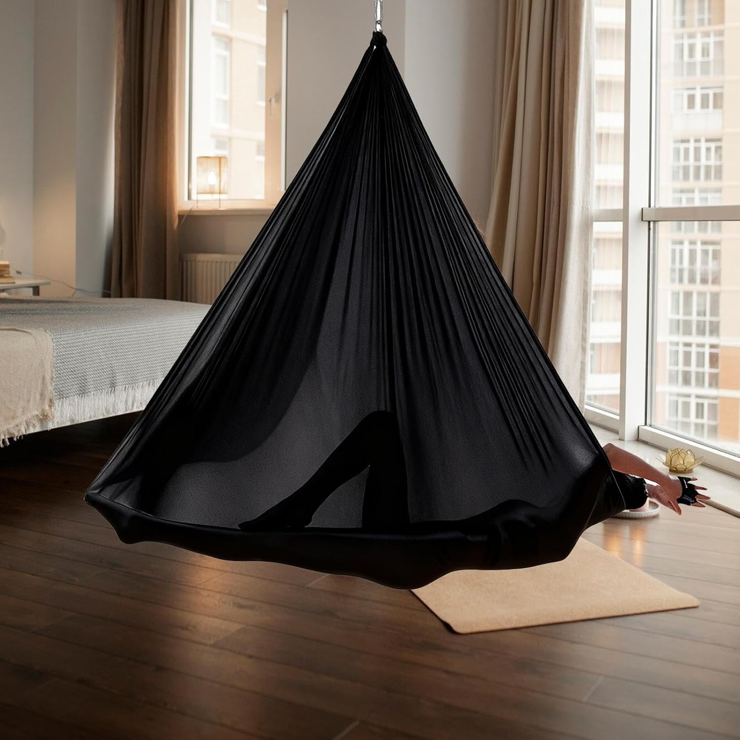 Yoga Swing - Stretch Professional Portable, Aerial Silks Fitness Equipment, Durable Support Hammock, Core Strength Enhancer, High-Performance Training Gear, Gym Accessory for Adults