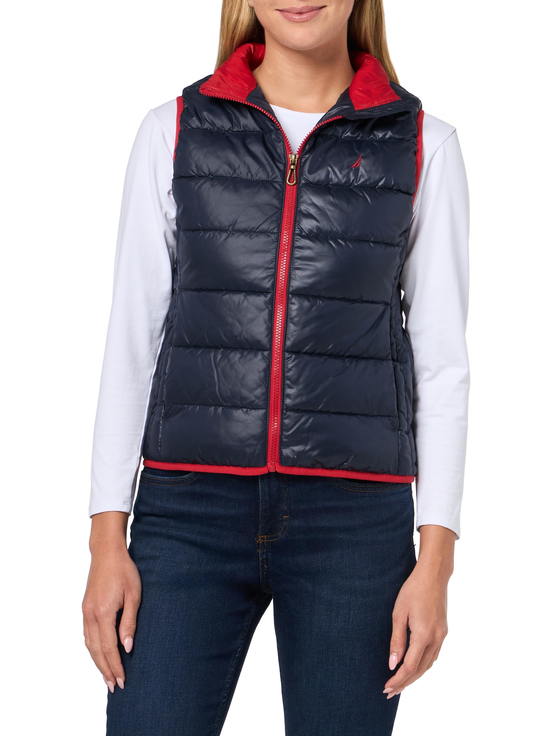 Nautica womens Zipup Sleeveless Puffer Vest Jacket