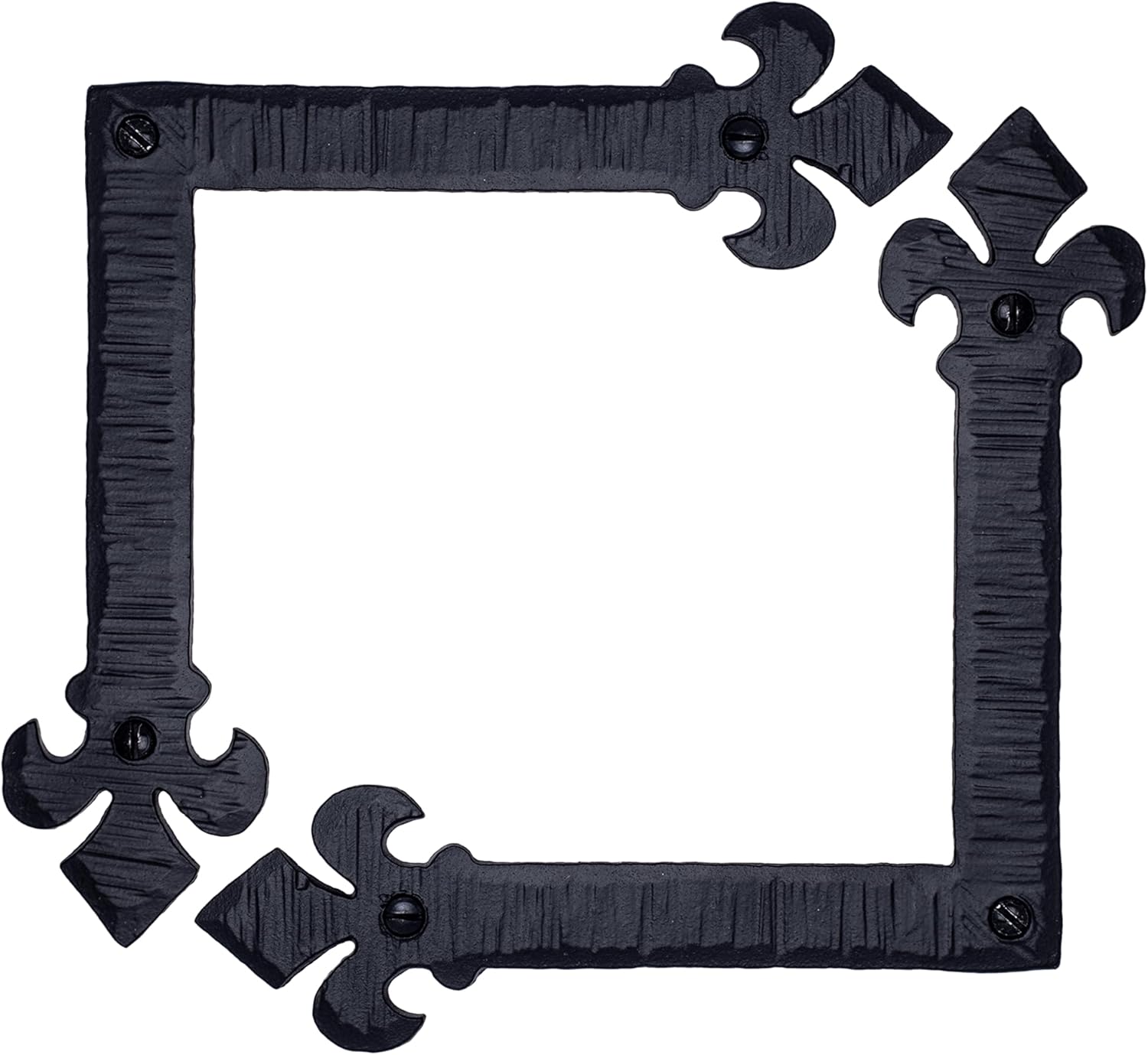 2 Pack 6 inch Decorative Corner Brackets Black L Bracket Decorative Corner Brackets Flat Angle Bracket Barn Door Hardware Ornamental Brackets The Fleur De Lis Series by Borderland Rustic Hardware