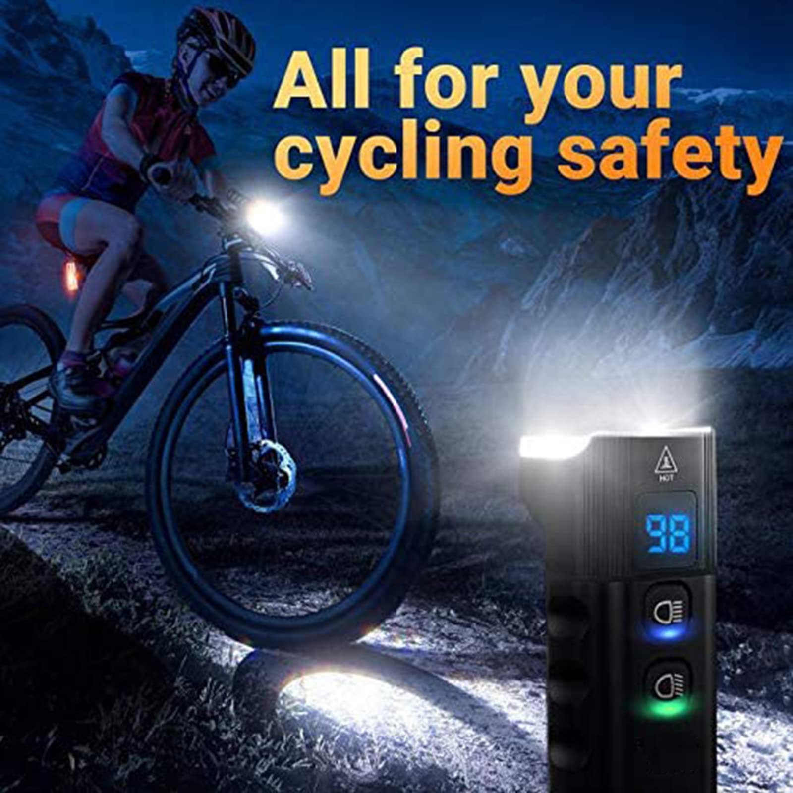 Set di Luci Anteriori per Bicicletta USB Ricaricabile-IP65 Luci Impermeabili, 1600 Lumen 13 modalità di Illuminazione Faro Adatto A Tutte Le Bici da Strada Mountain Bike