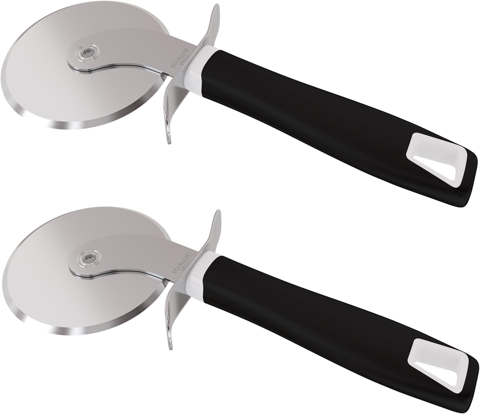 Pizza Cutter 2 Pack - Pizza Slicer with Large Sharp 18/8 Stainless Steel Wheel for Quick Effortless Slicing | Non-Slip Rubber Handle & Dishwasher Safe