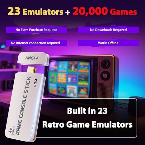 Wireless Retro Gaming Console Stick Built-in 20,000+ Games and 23 Emulators