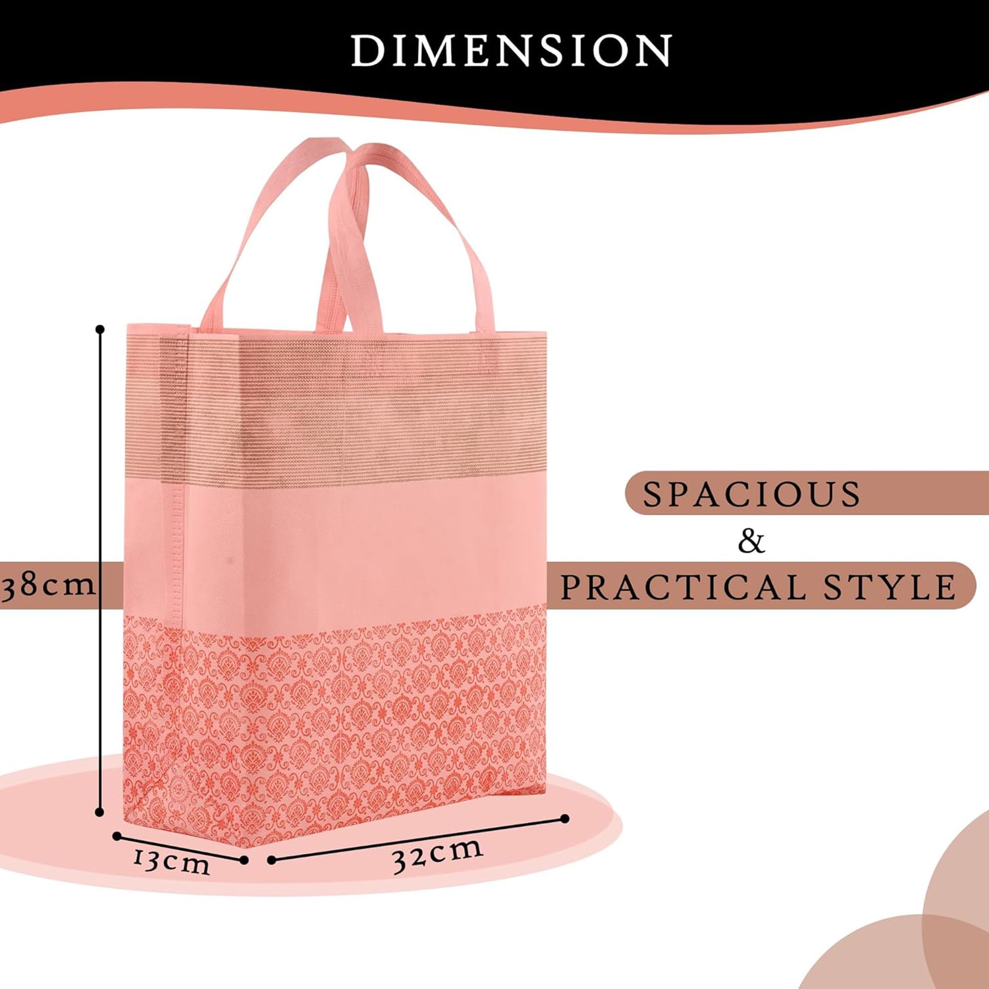 Kuber Industries (Pack of 12) Shopping Handbag | Foldable Shopping Bag | Reusable Grocery Bags | Vegetable Bag | Carry Bags with Handle | Gifting Bag | Large | Half-Print | Orange 2