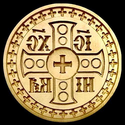 Miniatura 2 de Wooden Hand Carved Stamp For Holy Bread Orthodox Liturgy. Traditional Prosphora. Cookie Cutters Stamps. Bakeware Baking Forms #90 (Diameter: