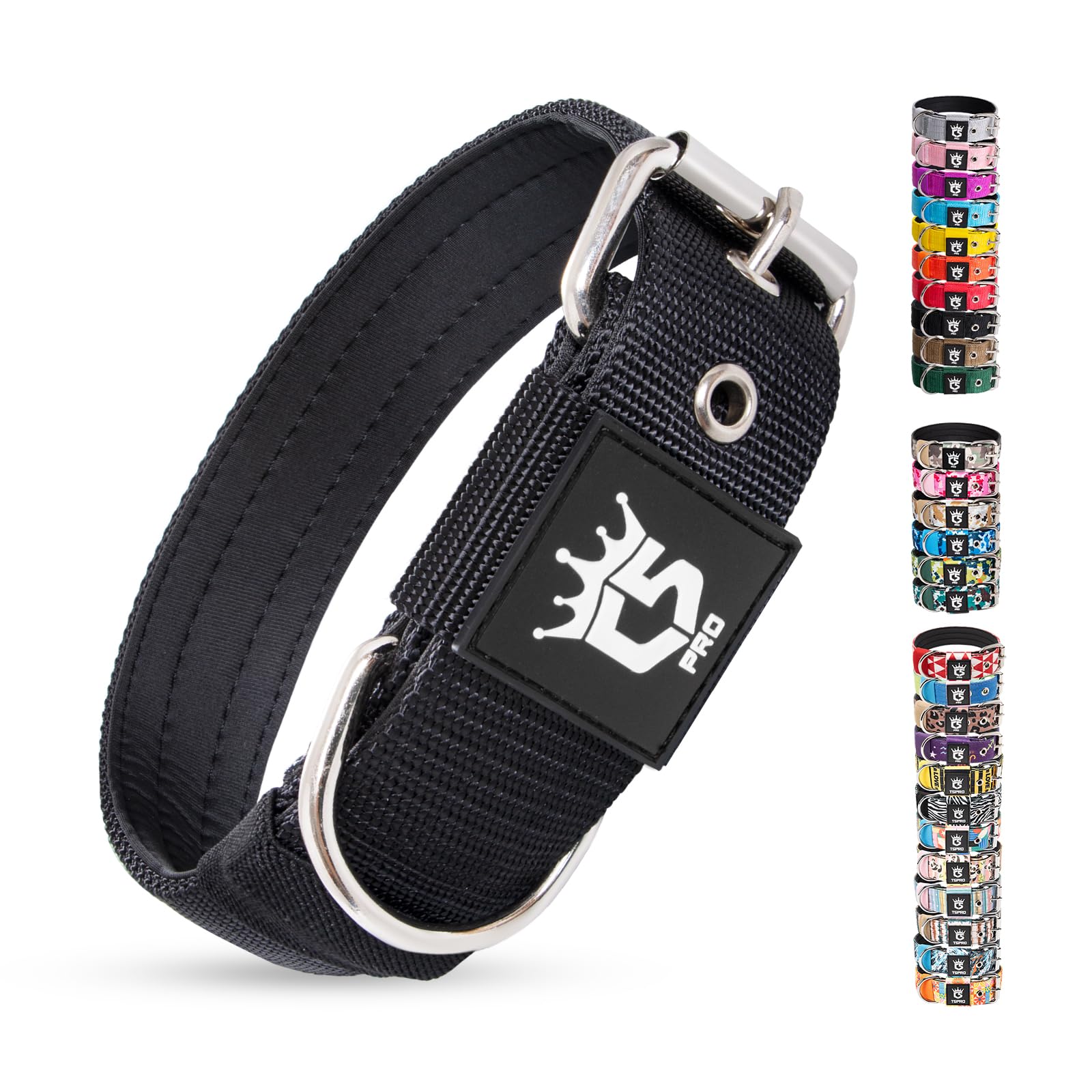 TSPRO Collar Táctico para Perros, Acolchado, Ancho 3,8 cm, Ajustable