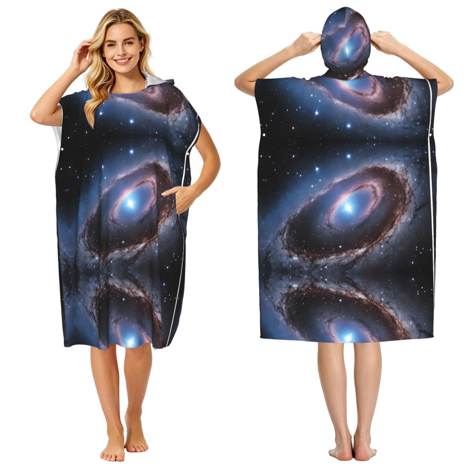 Poncho à capuche galaxie pour se changer facilement sur la plage