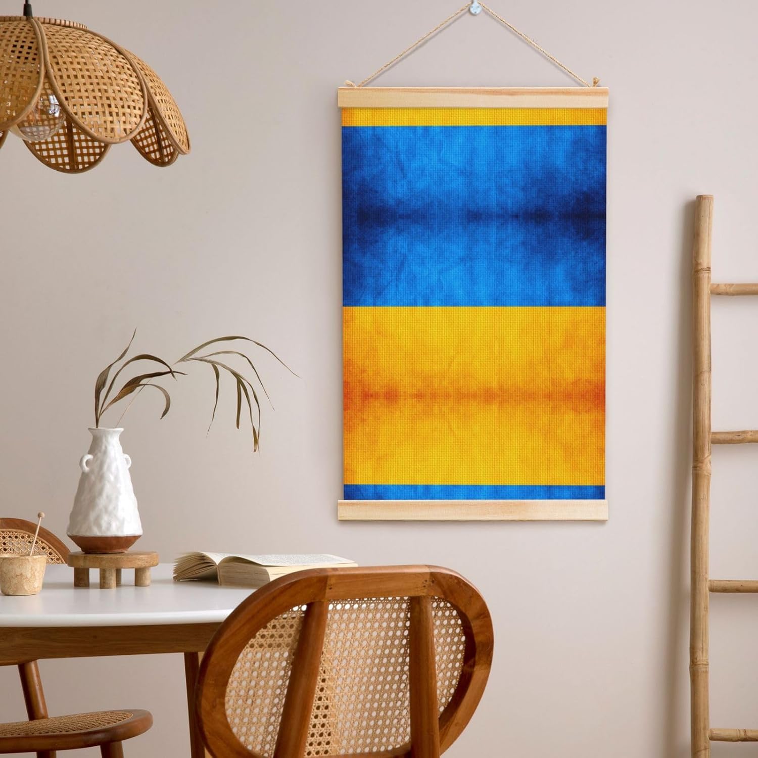 Ukrainian Flag Print Poster Hanger,Hanging Poster, Poster Frame,Wood Poster Hanger, For Wall Hanging