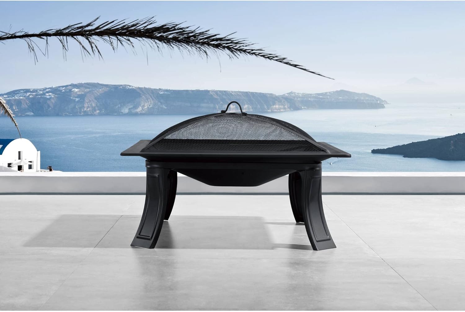 Blue Wave 26" All-Weather Outdoor Riverside Square Fire Pit - Black