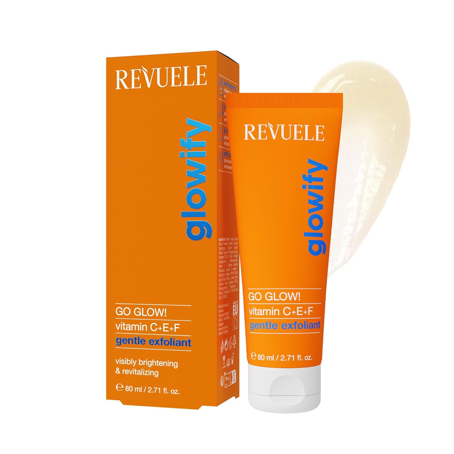 Revuele Go Glow! Gentle Exfoliant 2.7 fl.oz – Brightening & Hydrating Daily Face Gel Polish with Vitamins C, E & F – Smooth, Radiant Skin