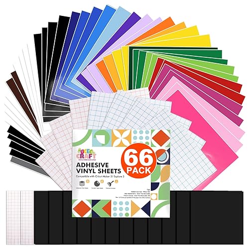 Miniatura 1 de UCEC Combo de colores vibrantes paquete de 66 hojas de vinilo extraíbles de 13 x 12 pulgadas con 43 colores surtidos, 12 hojas de vinilo negro, 10