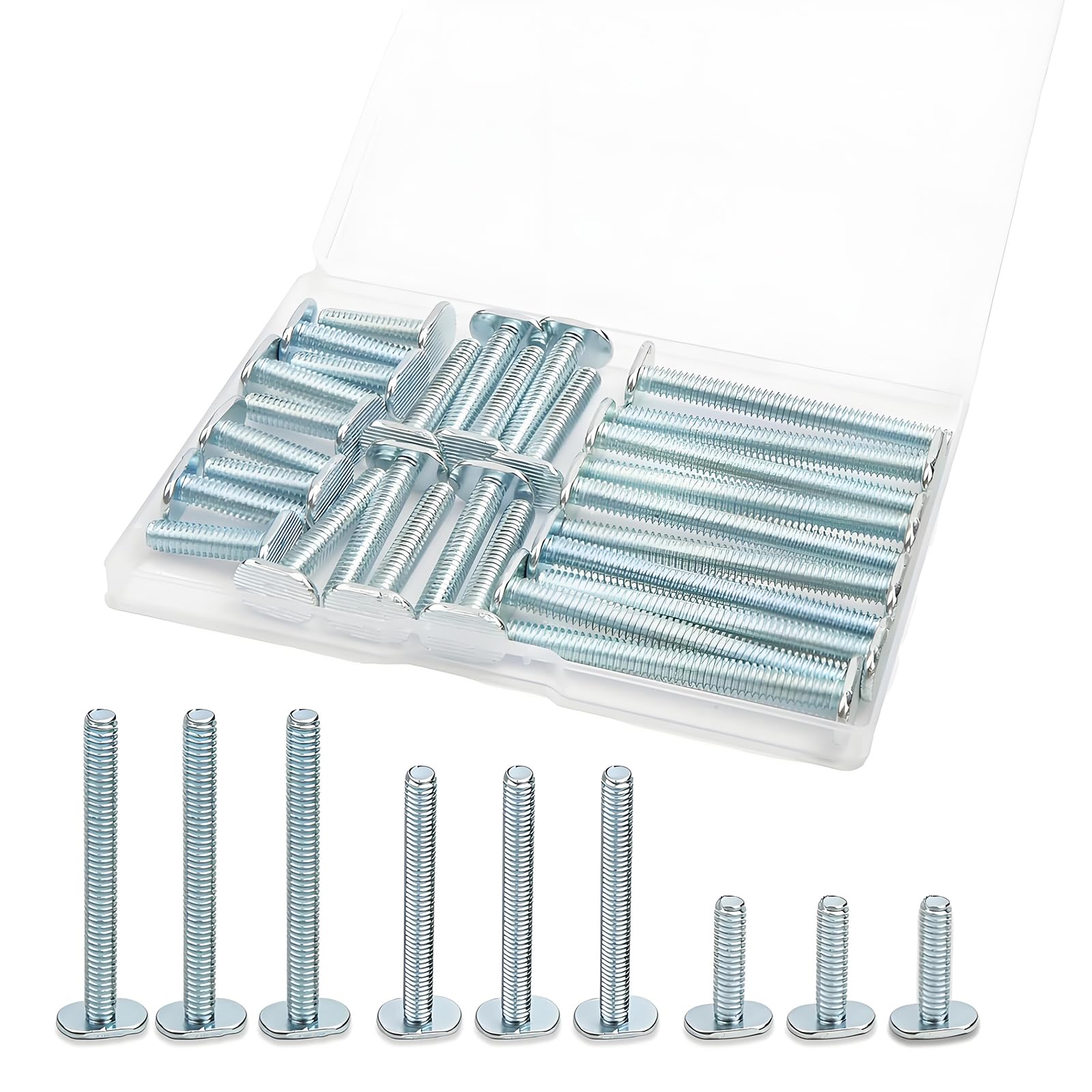 XILIYAI 30PCS 1/4in-20 T Track Bolts, Assorted Sizes 1in, 1-1/2in, 2-1/2in T Slot Bolt, T Bolts for T Track Rail, Woodworking Jigs, Router Table Accessories, Drill Press, CNC Fixtures, Table Saw Sled