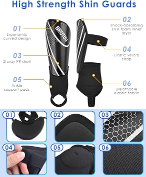 BROTOU Shin Guards Soccer Youth, Soccer Shin Guards for Kids 3-15