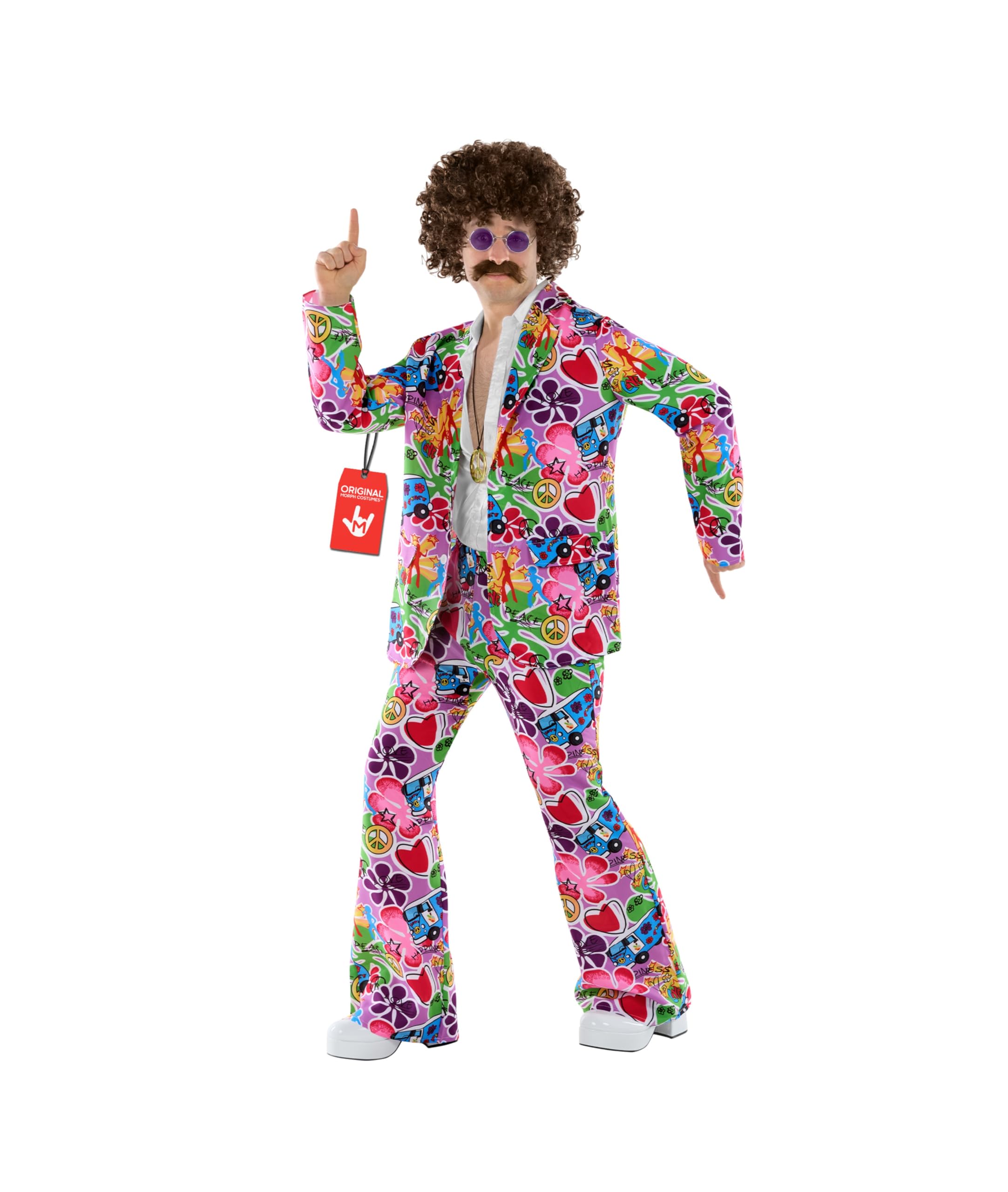 Groovy Mens Hippie Costume, Retro 60s Suit for Men, Adult Groovy Costumes, Vintage Hippie Outfit