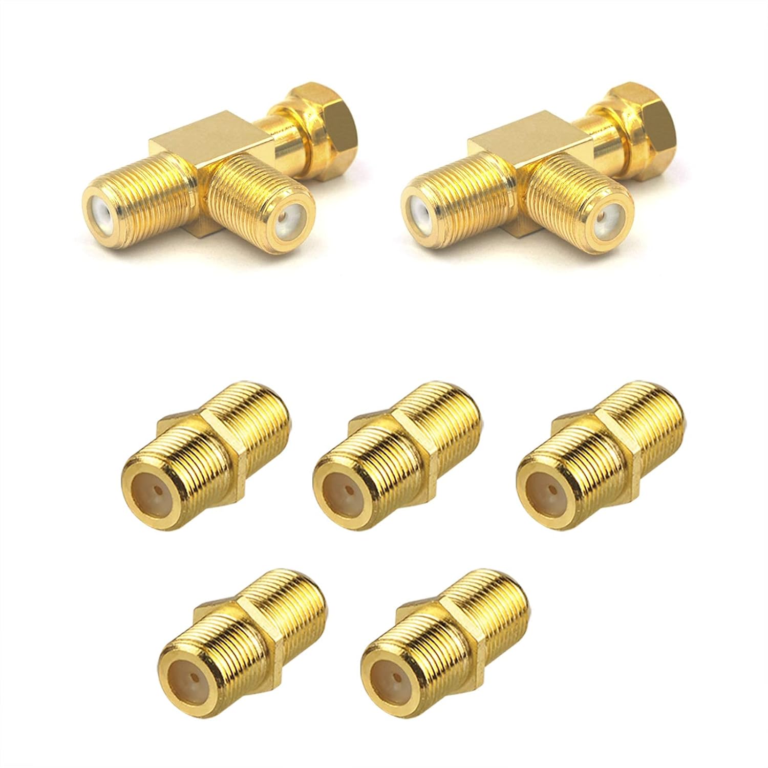 VCE 5Pack Coaxial Cable Connector Bundle with 2Pack 3 Way RG6 Splitter Electronics