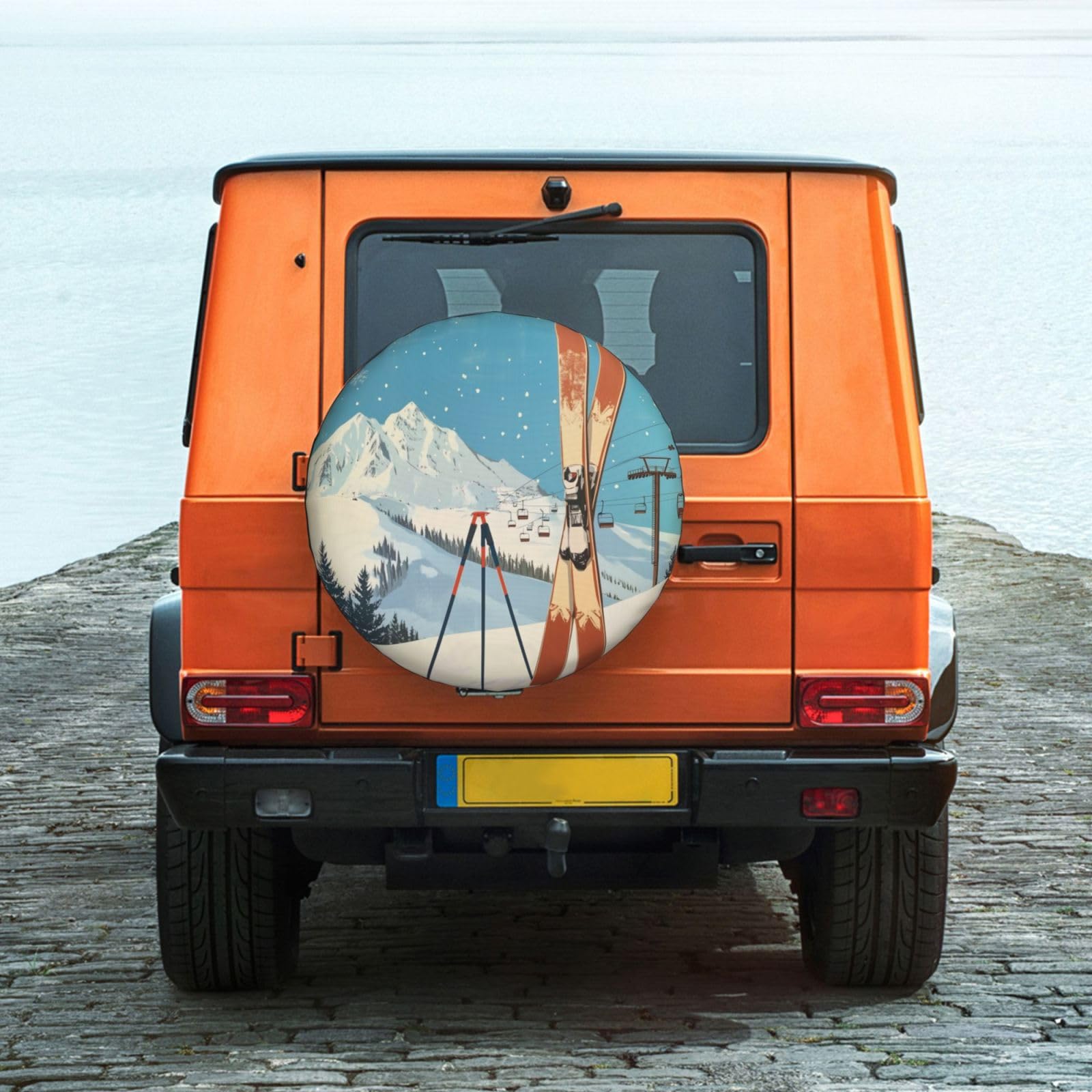 Housse de roue de secours, housses de pneu, housses pour skis, neige, montagne, étanches, anti-poussière, universelles, pour remorque, camping-car, SUV, camion, camping-car, 38,1 cm