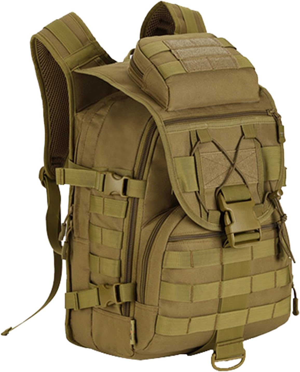 40L Tactical Backpack Military Molle Assault Backpack Hunting Gear Rucksack Waterproof Bag (Brown)