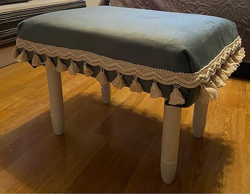 Miniatura 2 de Yulakes Bola de 2 yardas de ancho con flecos de 2.4in, cinta de costura, tela de encaje color beige y blanco, accesorios hechos a mano para