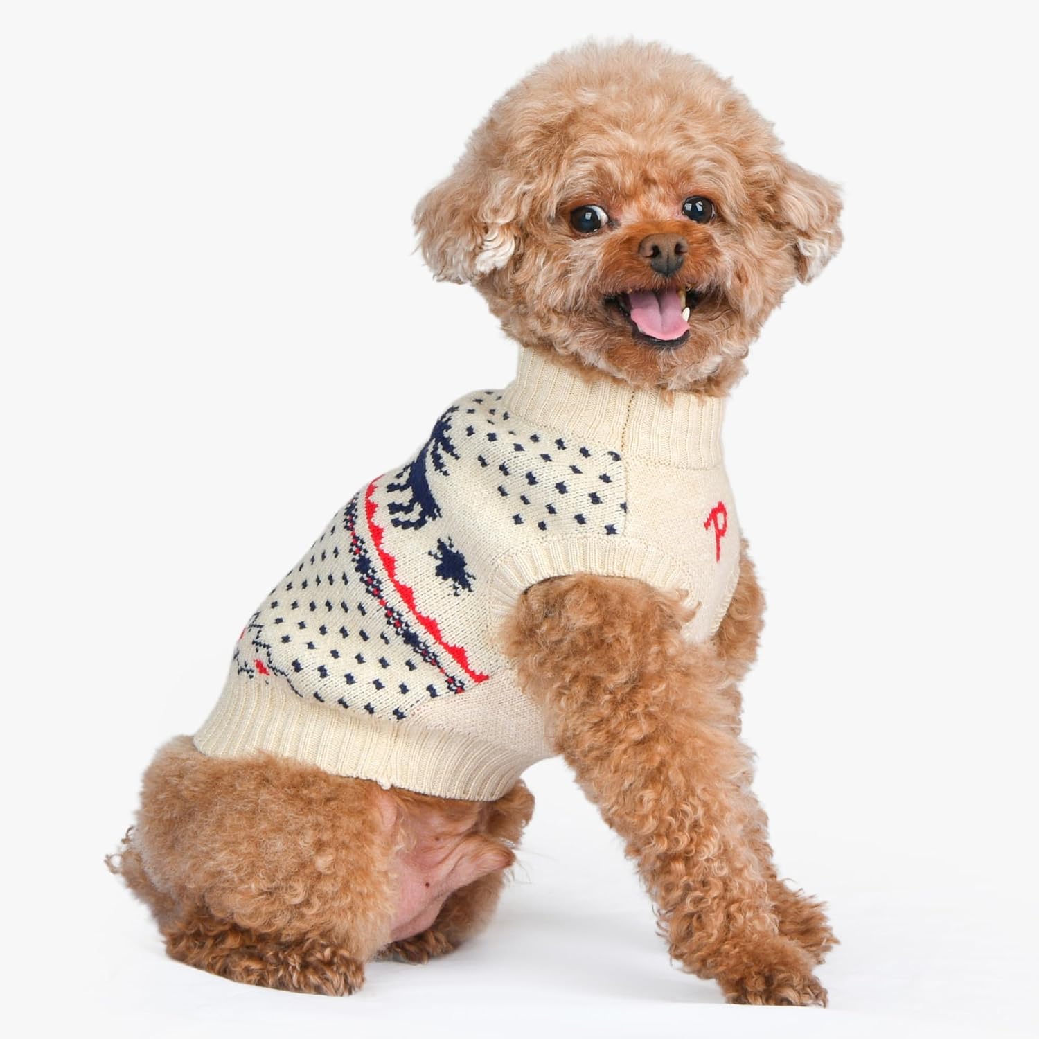 Puppia Dyani Dog Knit Sweater Winter Season for Small and Medium Dogs, Beige, X-Large