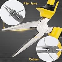 Vista 2 de DOWELL Alicates de punta de aguja, alicates de punta larga de 8 pulgadas con cortador de alambre para joyería, construcción de acero al níquel cromo