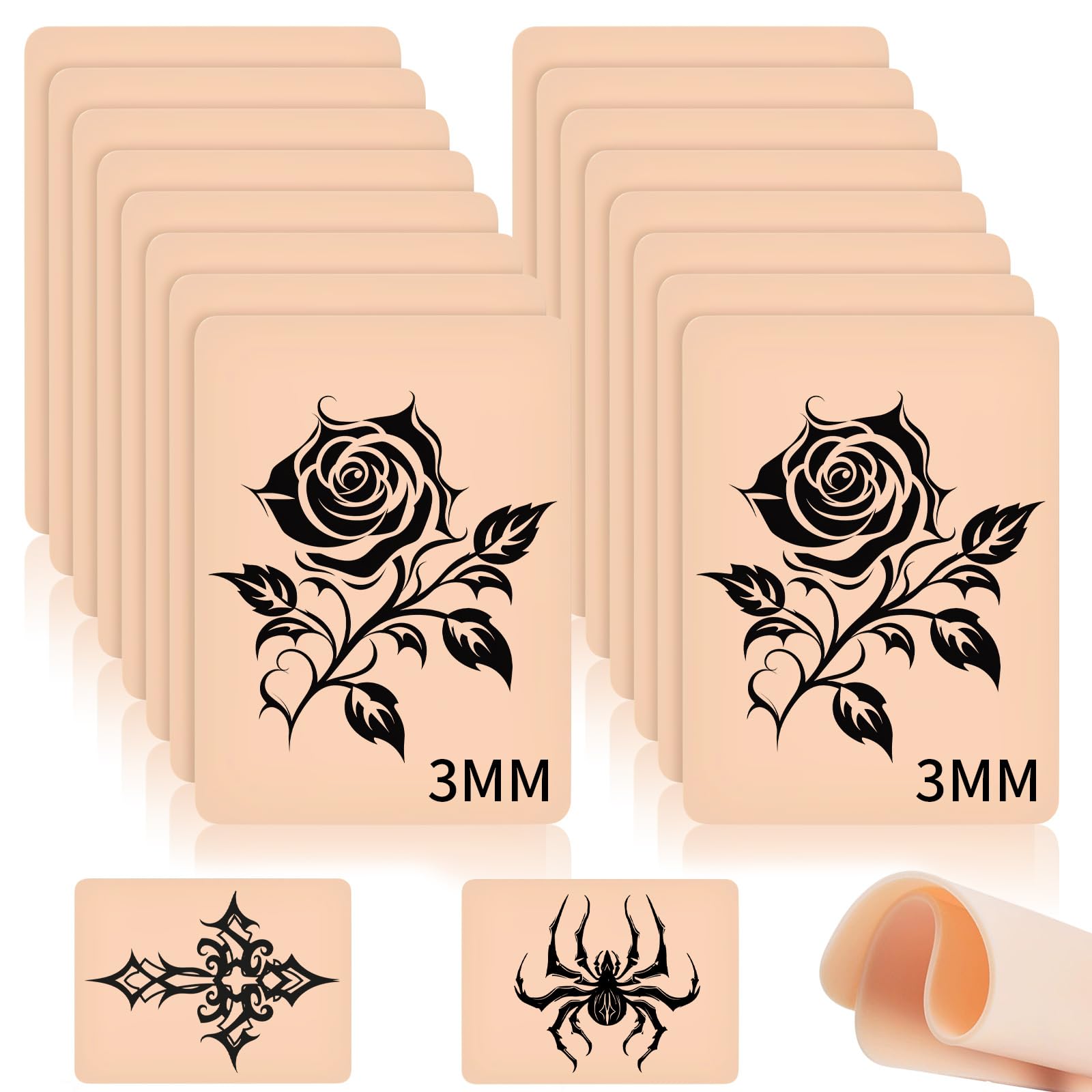 3mm Tattoo Übungshaut, 20x15cm Kunsthaut Tattoo Upgrade Verdickt, Blank Tattoo Übungshaut Zum Tätowieren für Anfänger und Tätowierer